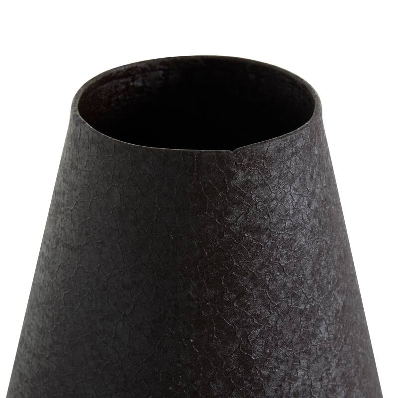 Black Metal Textured Cone Decorative Vase (Set of 2)