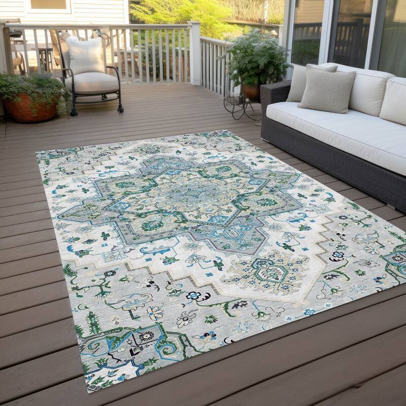 Machine Washable Indoor/ Outdoor Persian Traditional Chantille Rug