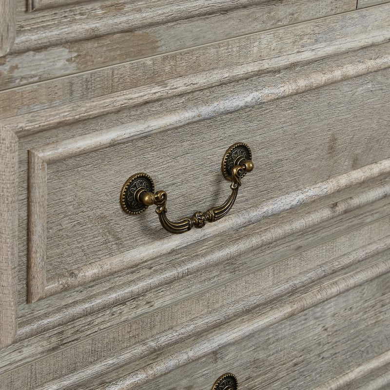 Anmytek Rustic Farmhouse 5 - Drawer Dresser - Antique White