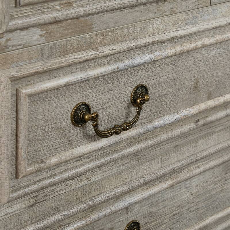 Bedroom Dresser with 5 Drawers, Rustic Chest of Drawers, Storage Dressers Organizer with Roman Column-style Handle