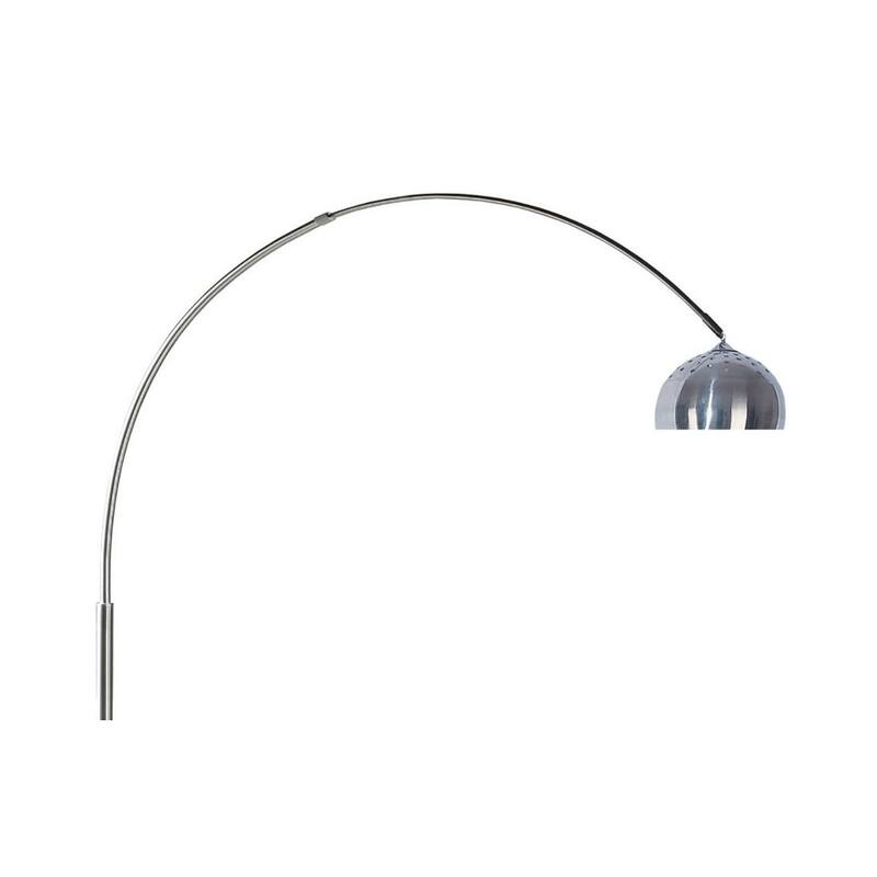 1pc Arch Lamp Chrome Metal Polished Stem White Marble Base Floor Lamp Contemporary Style