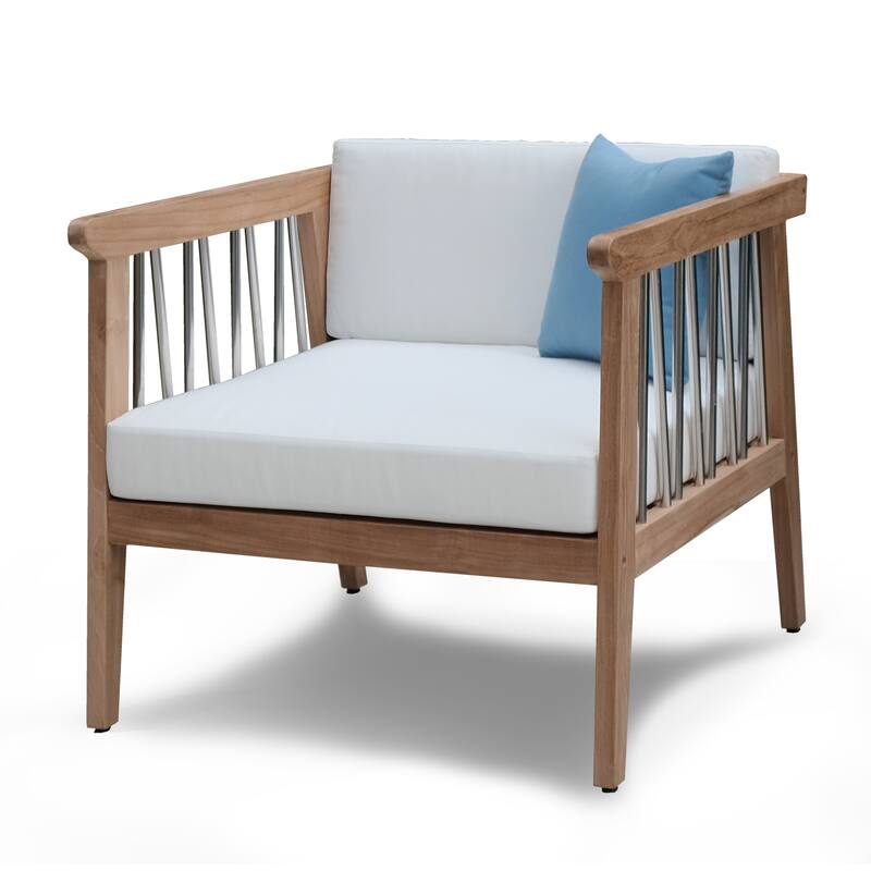 ROSSIO - Moshet Teak Outdoor Converation Set for 5 Person, Brown Natural Wood