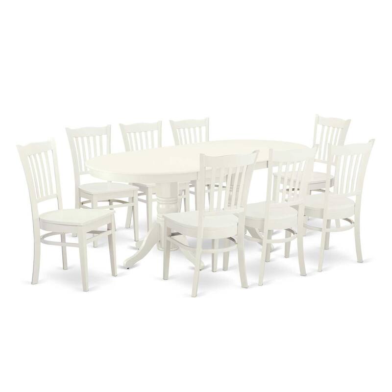 Southwestern Dining Set - 9 Piece Oval Table & 8 Chairs - Linen White Kitchen Furniture