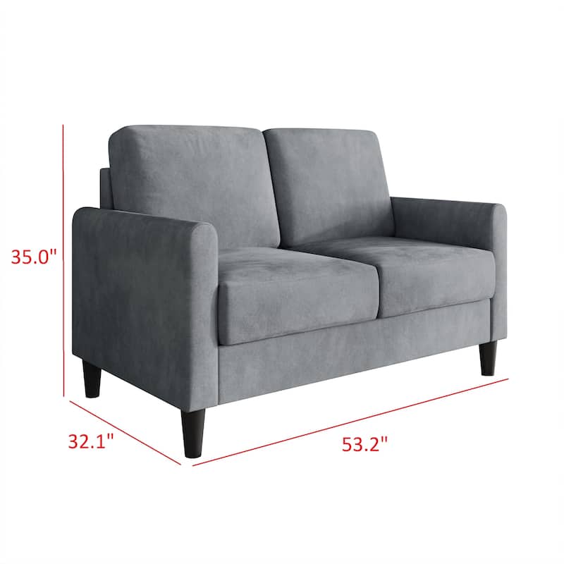 Clayfell Goliad Velvet Arm Loveseat with Pocket Spring, Soft Cushions, Clean Lines Design