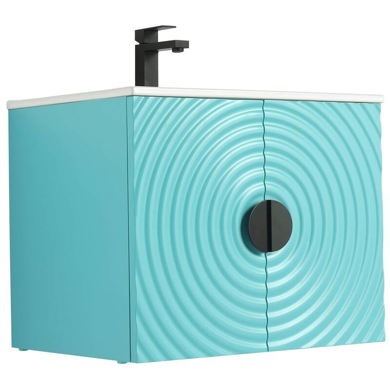 Pellabay Modern Bathroom Vanity with Fluted Circular Doors - Sink Included