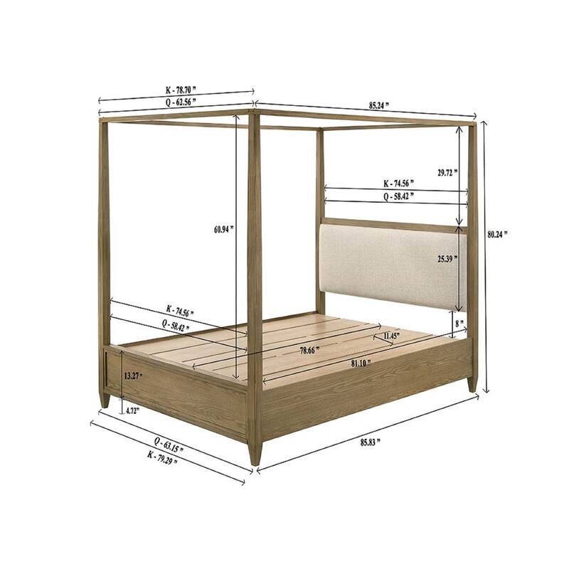 Queen Canopy Bed with Clean-lined Frame and Natural Wood Finish
