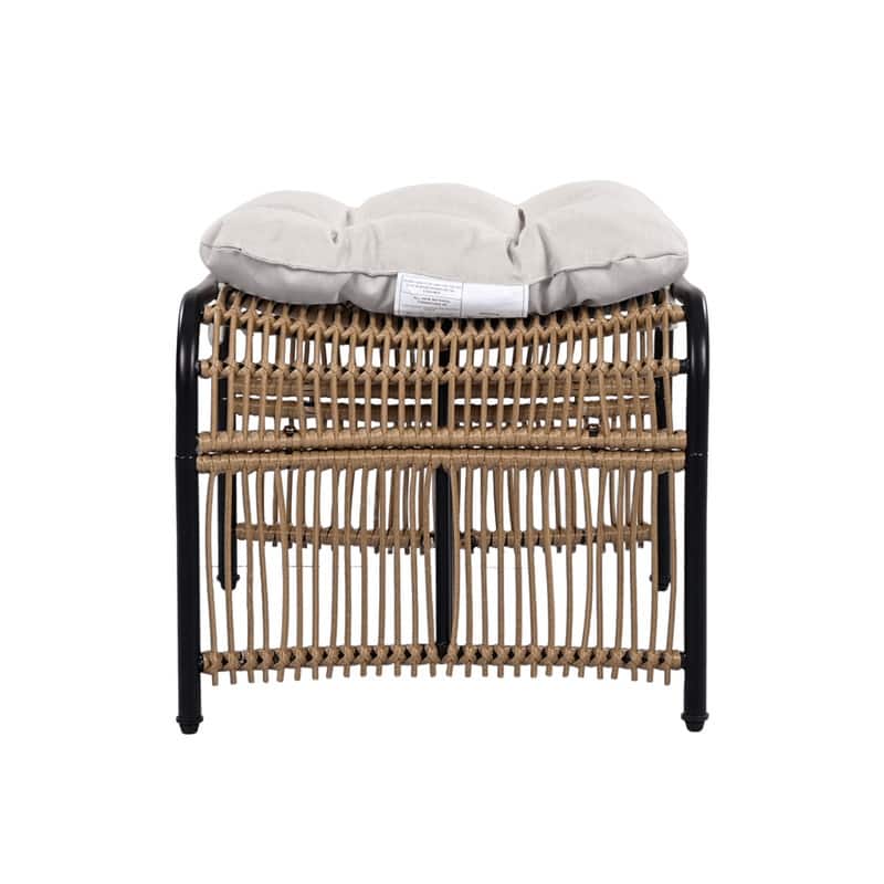 3-Piece Wicker Patio Set – Lounge Chair, Ottoman & Table with Cushions‌