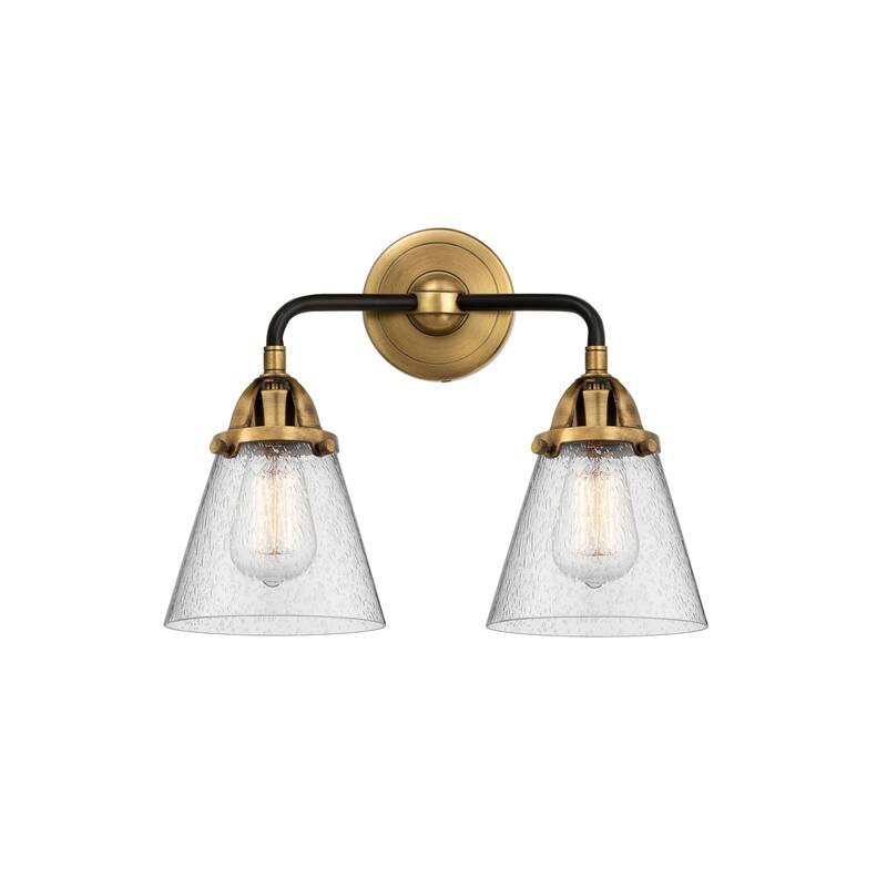 Innovations Lighting 288-2W-13-15 Cone Vanity Cone 2 Light 15" Wide - Black Antique Brass / Seedy