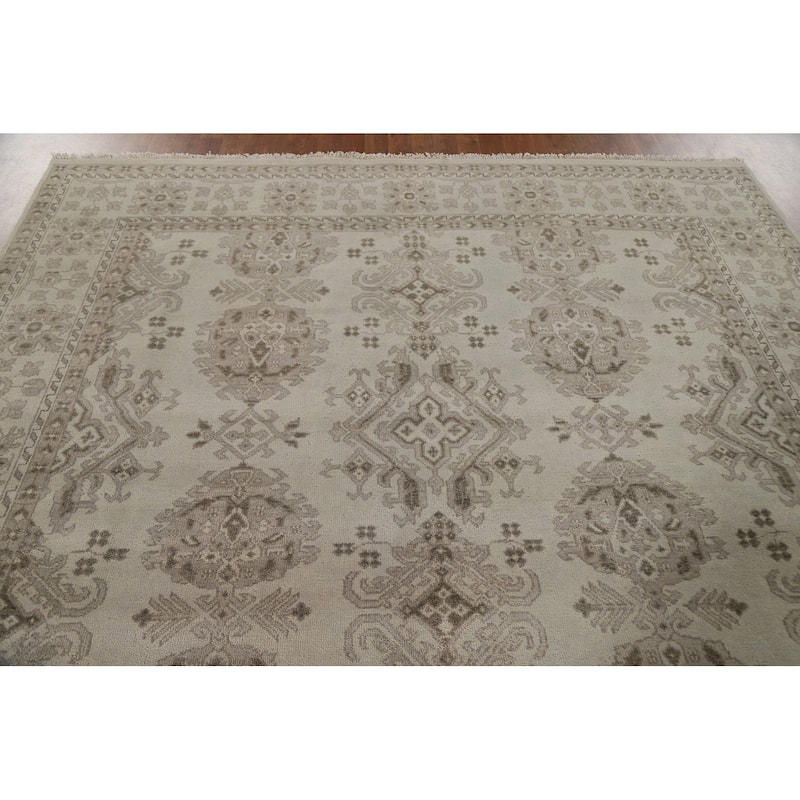 Oushak Oriental Area Rug Hand-Knotted Geometric Wool Carpet - 7'10"x 10'1"