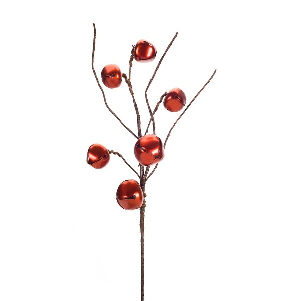 Set of 6 Metallic Red and Brown Artificial Decorative Metal Sleigh Berry Spray 22.25" - N/A