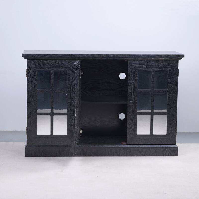 45" W Storage cabinet with 3 mirrored acrylic doors, sideboard with adjustable shelves for living room, dinning room