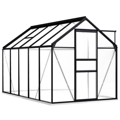 vidaXL Greenhouse with Base Frame Anthracite Aluminum 63.4 ft² - 74.8" x 122" x 52"