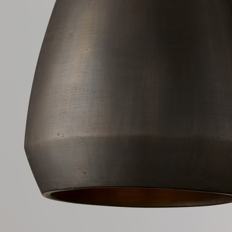 14" W x 15" H 1-Light Handcrafted Terracotta Pendant with Matte Black - 14.25"W x 15.75"H