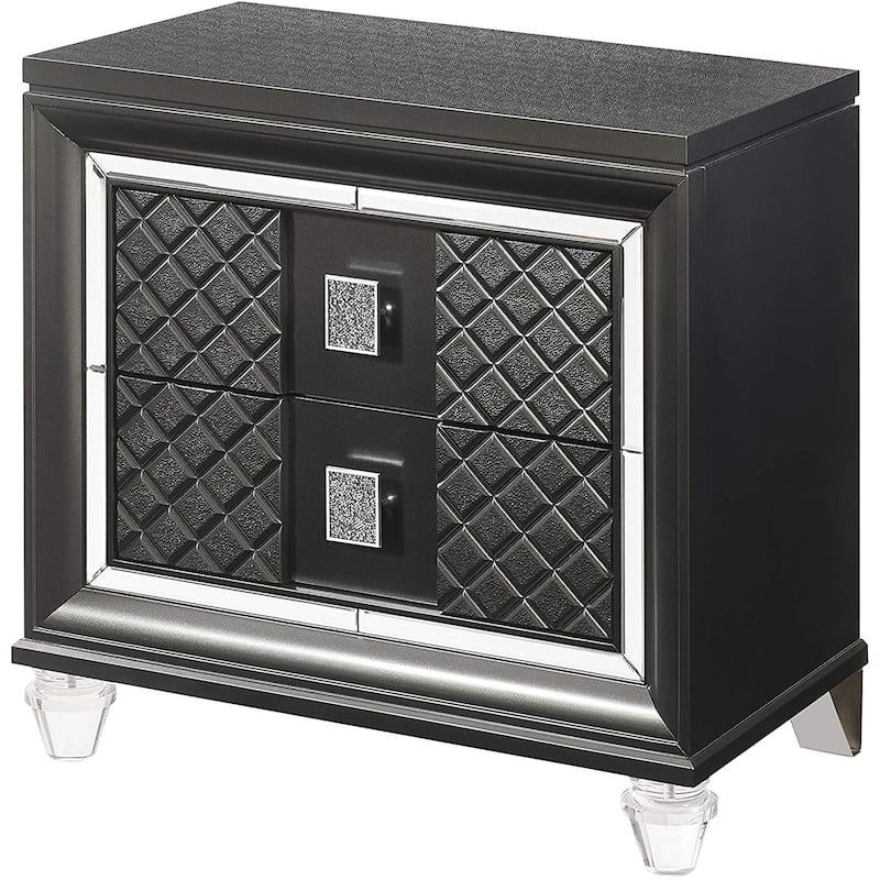 Modern Contemporary Wooden Nightstand with 2 Storage Drawers - Grey - 2-drawer