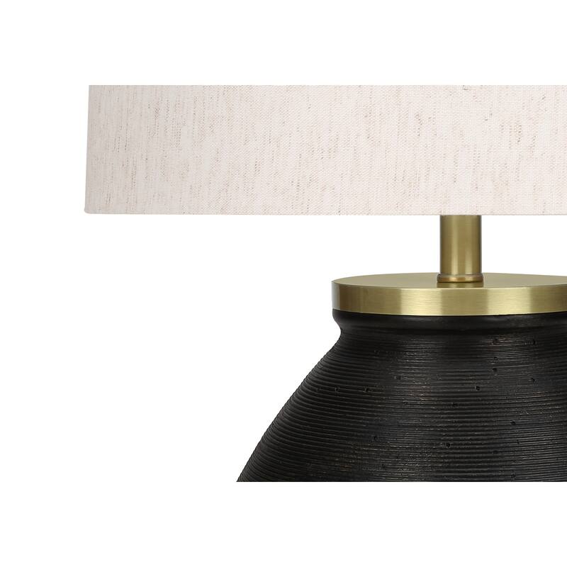 Lighting, 25"h, Table Lamp, Black Concrete, Ivory / Cream Shade, Contemporary