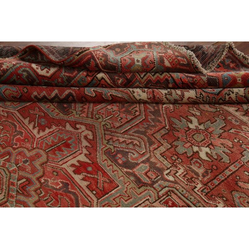 Medallion Heriz Persian Vintage Rug Handmade Traditional Wool Carpet - 9'4"x 13'2"