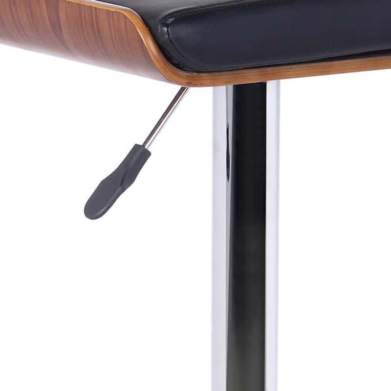 Black Fabric Adjustable Height Swivel Bar Chair with Chrome Iron Frame and Footrest - 18” x 17” x 33” (D x W x H)