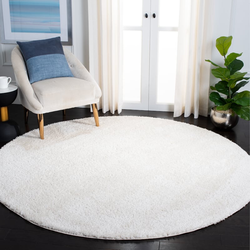 SAFAVIEH Decora Shaggy Maryada 2-inch Thick Rug - 6'7" Round - Ivory