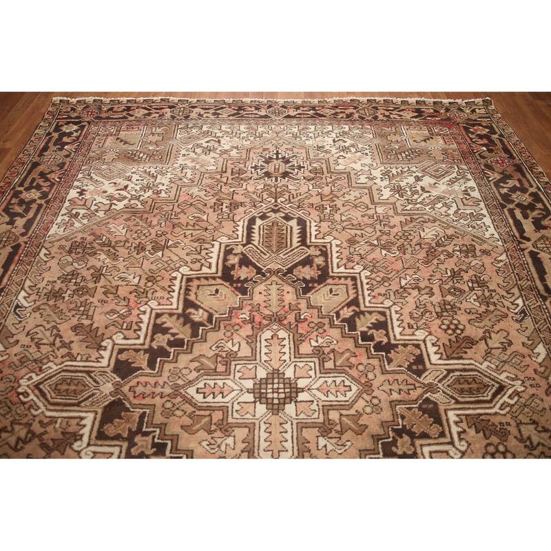 Hand Knotted Oriental 100% Wool Carpet Traditional Medallion Pink Heriz Area Rug - 11' 5'' X 8' 4''