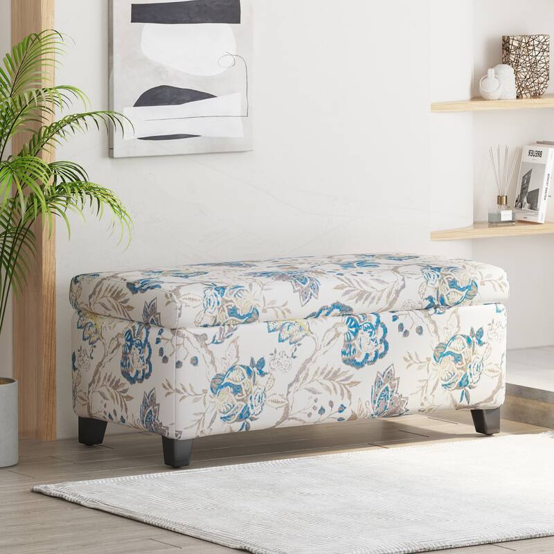 Versatile Floral Patterned Ottoman for Home with Hidden Compartment