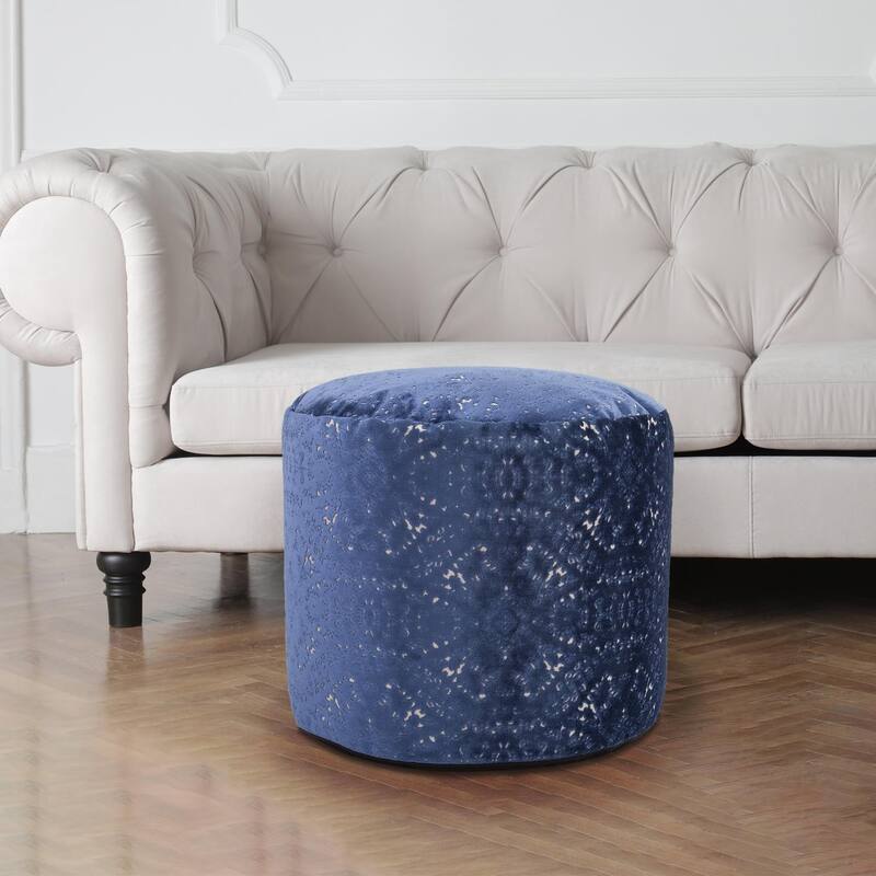 Allan Andrews Round Tall Pouf Pasini Sapphire