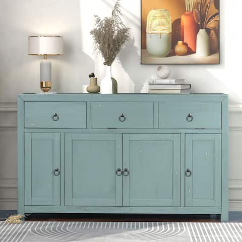 60-inch Wood Sideboard with Drawers and Shelves
