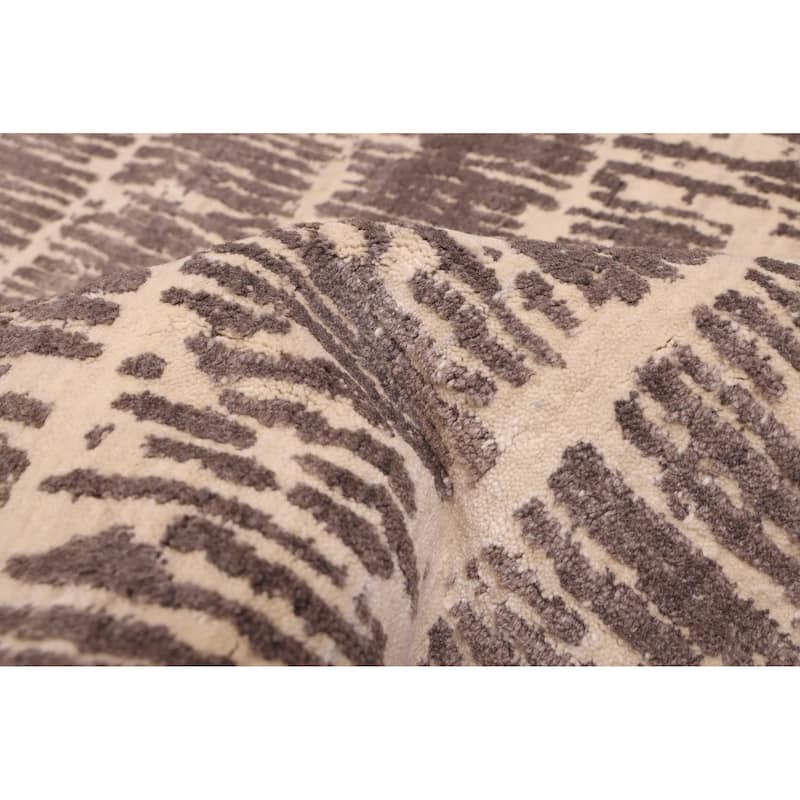 ECARPETGALLERY Hand Loomed Elysian Dark Grey Wool Rug - 8'1 x 10'1