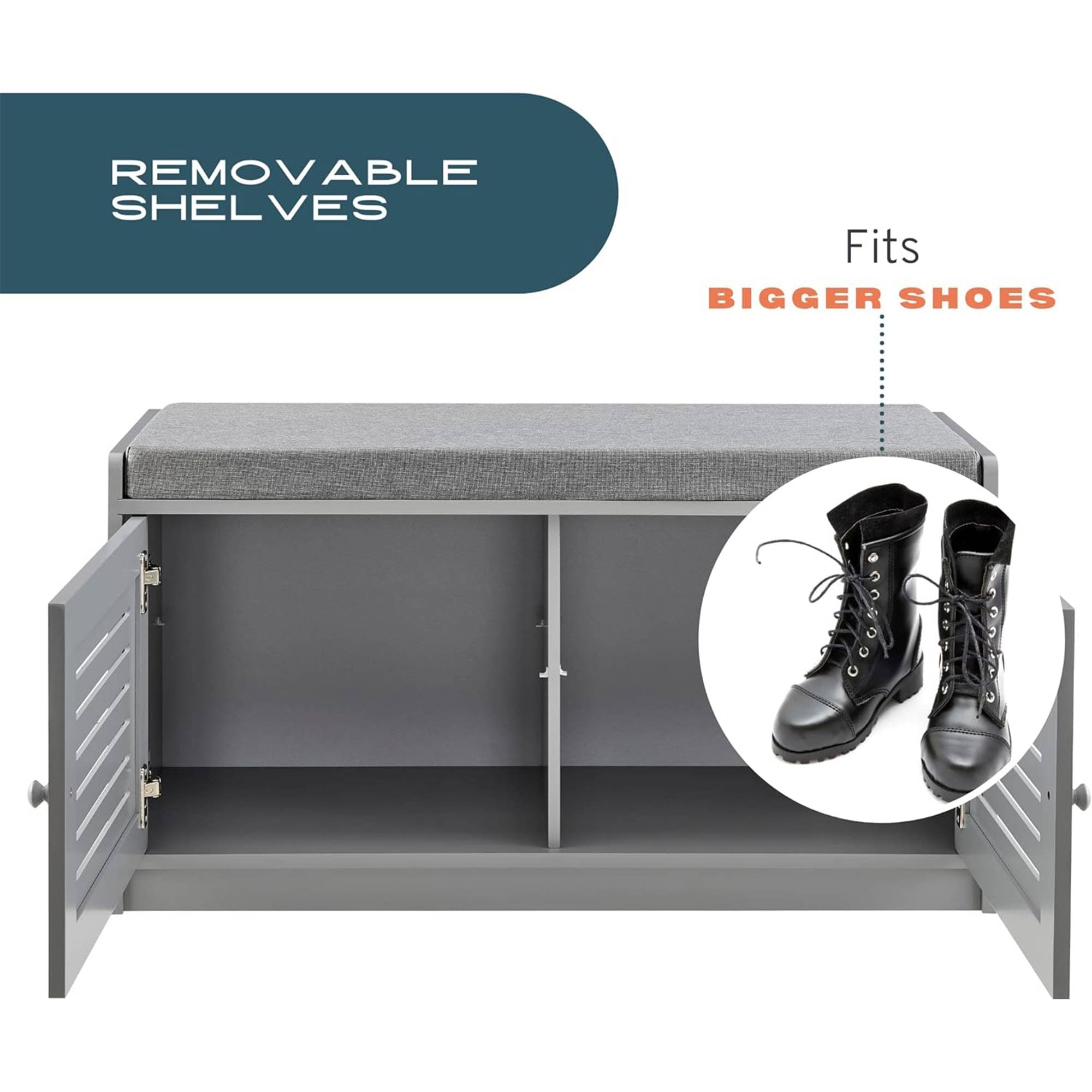 Sturdis Modern Shoe Storage Bench w/ Adjustable Shelves