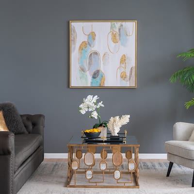 Modern Oil Painting, Square Framed Wall Art for Living Room