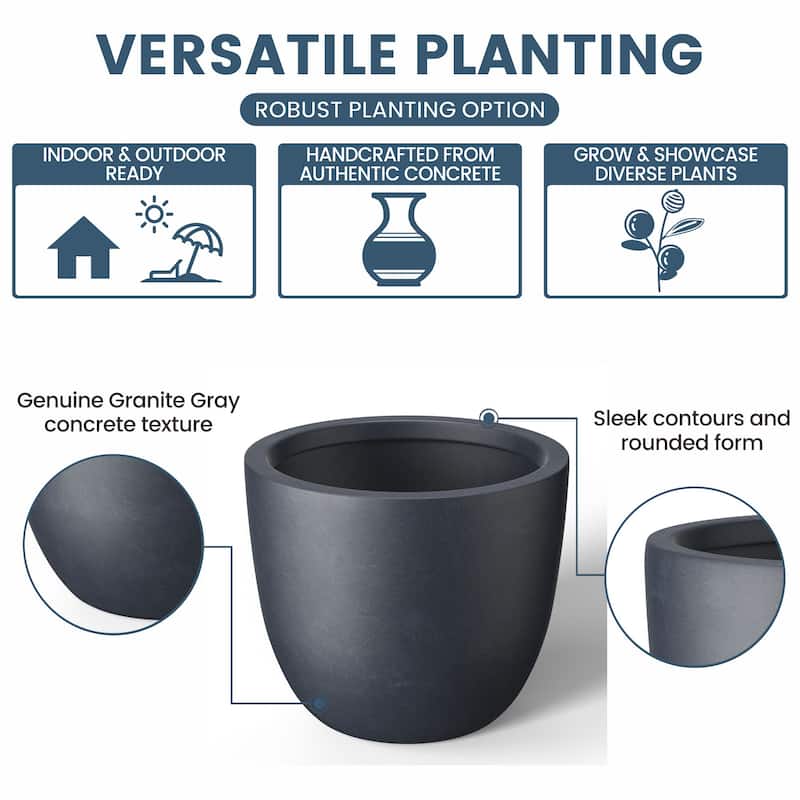 Tall Concrete Round Plant Pots / Large Indoor and Outdoor flower Planters