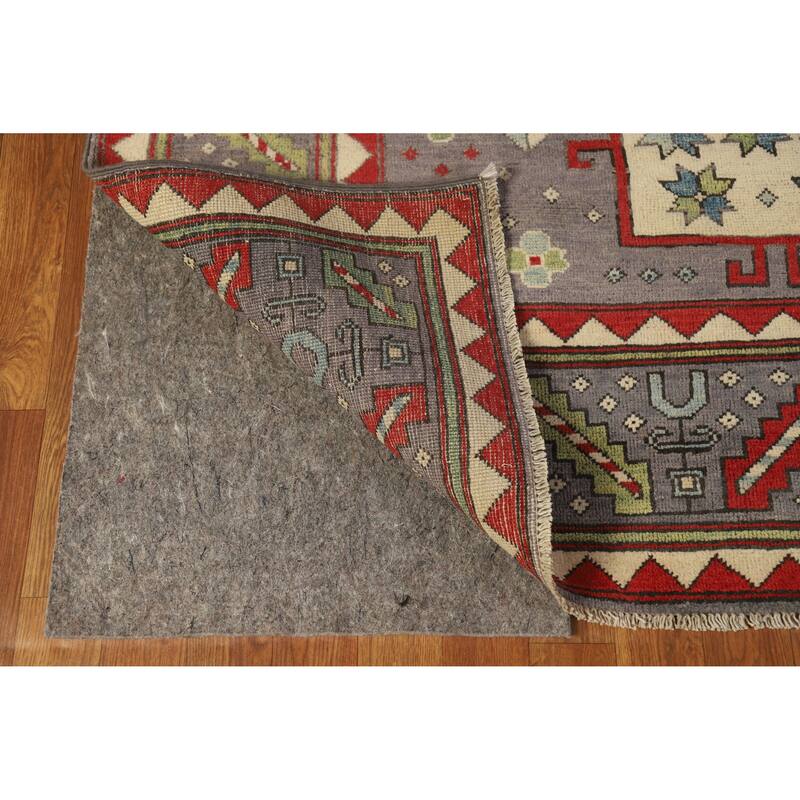 Hand Knotted Oriental 100% Wool Carpet Traditional Geometric Greys & Charcoal Kazak Area Rug - 10' 4'' X 8' 2''