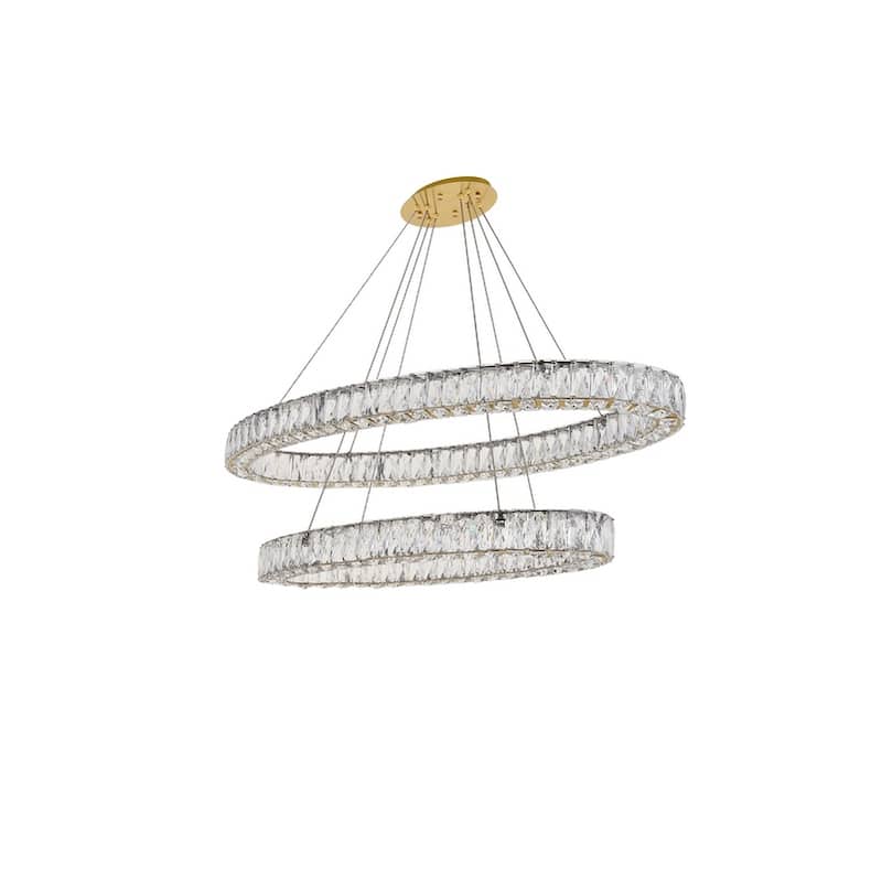 Madelyn Integrated LED light Chrome Chandelier Clear Royal Cut Crystal - 48"W X 11.8"H