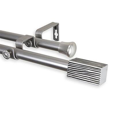 Decorative Double Curtain Rod - Baroque Style, Satin Nickel Finish, Adjustable Length, Home Decor Window Treatment - 48