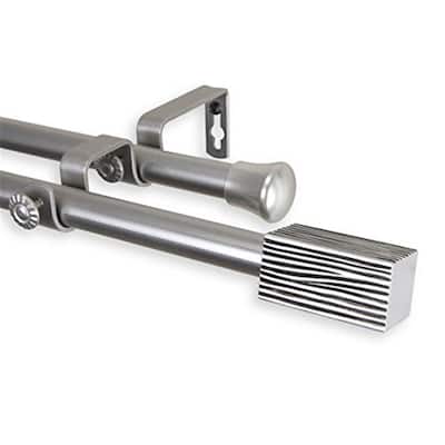 Medieval Decorative Curtain Rod Double Rod Set Satin Nickel Finials Adjustable Length - 120