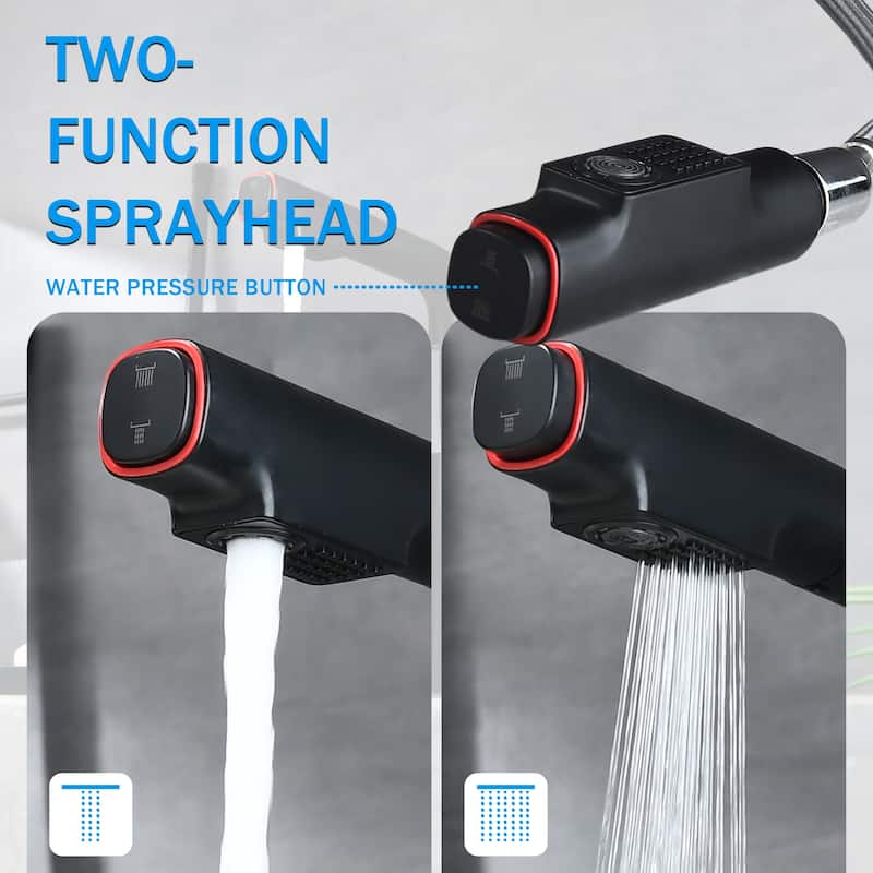 Pull-Down Vessel Faucet - Single Hole Bathroom Sink Faucet with Lift Spout & Dual Spray Modes​