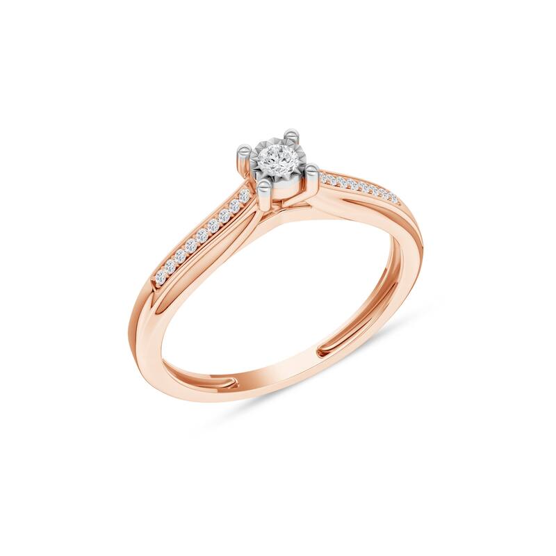 1/10ct TDW Solitaire Diamond Ring in 10K Rose Gold for Women - Rose Gold