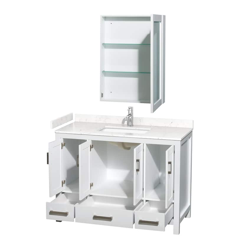 Wyndham Collection Sheffield 48" Single Bathroom Vanity, Carrara