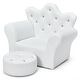 preview thumbnail 1 of 8, Children Upholstered Princess Sofa with Ottoman and Diamond Decoration for Boys and Girls-White - 23" x 16" x 19" (L x W x H)