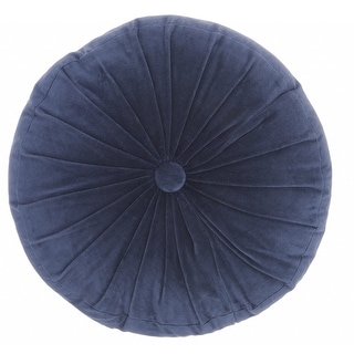 Dark Blue Tufted Round Throw Pillow