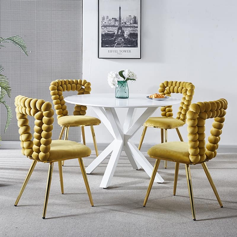 Modern Chair(set of 2 ) with Iron Tube Legs, Soft Cushions and Comfortable Backrest, Suitable for Dining Room, Living Room