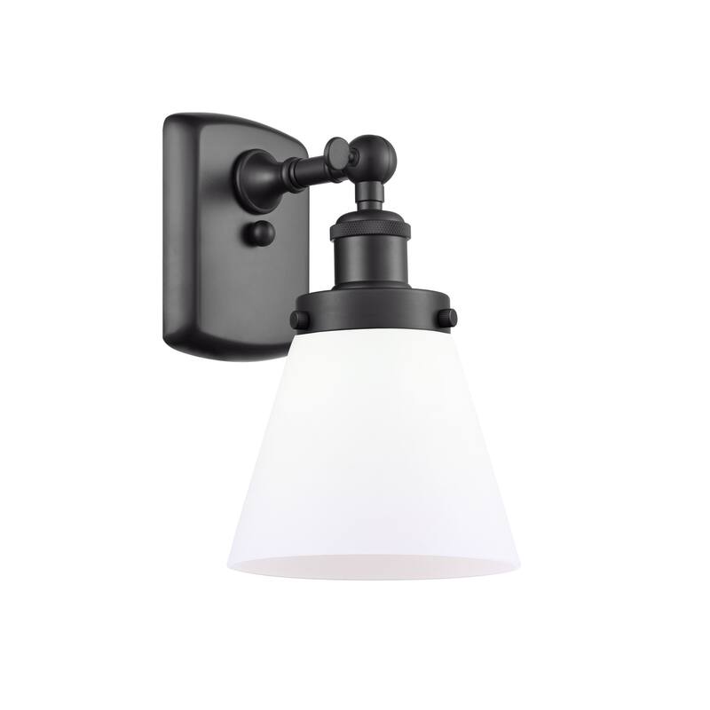 Innovations Lighting Small Cone 6" Wide Bathroom Sconce - Matte Black / Matte White