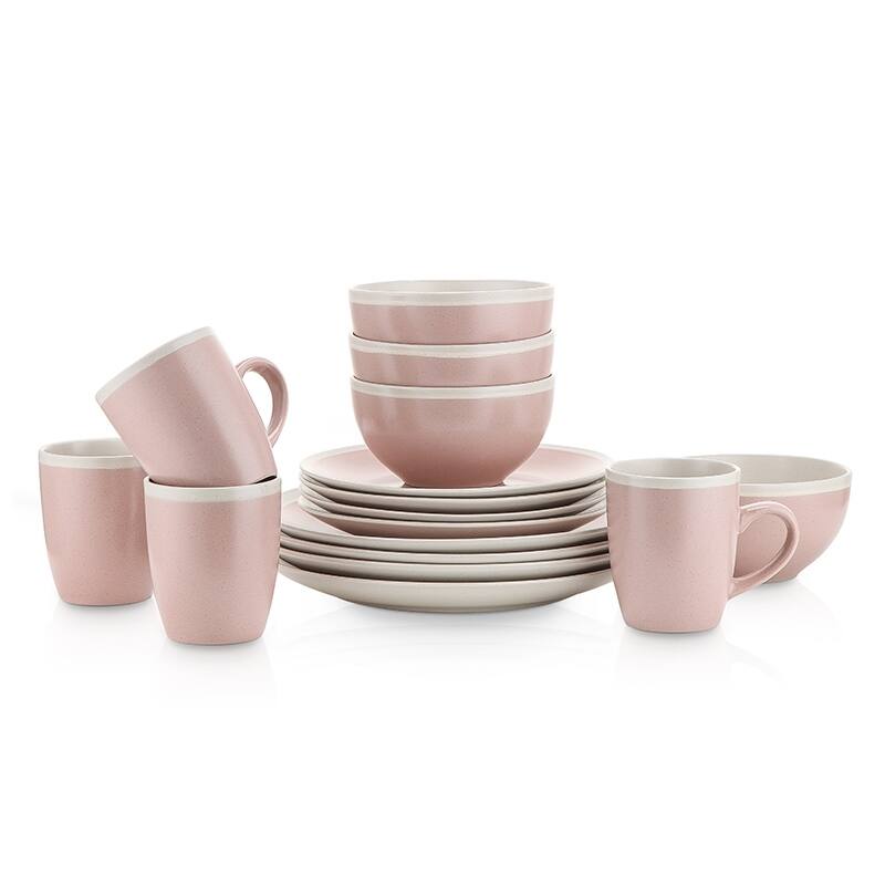 Stone Lain Serenity Speckle Stoneware Round Two-tone Dinnerware Set