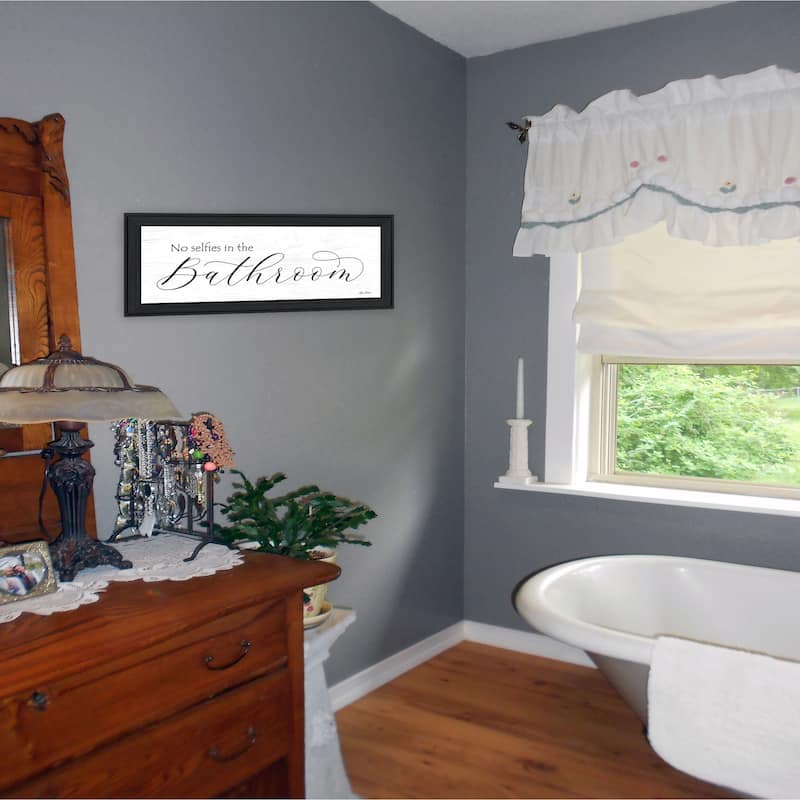 TrendyDecor4U Contemporary "No Selfies in the Bathroom" Framed Print Wall Art by Lori Deiter