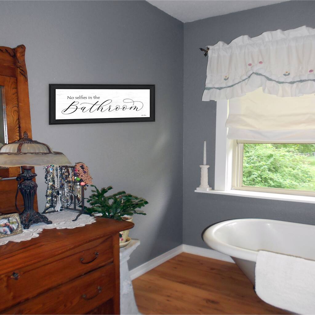 TrendyDecor4U Contemporary "No Selfies in the Bathroom" Framed Print Wall Art by Lori Deiter
