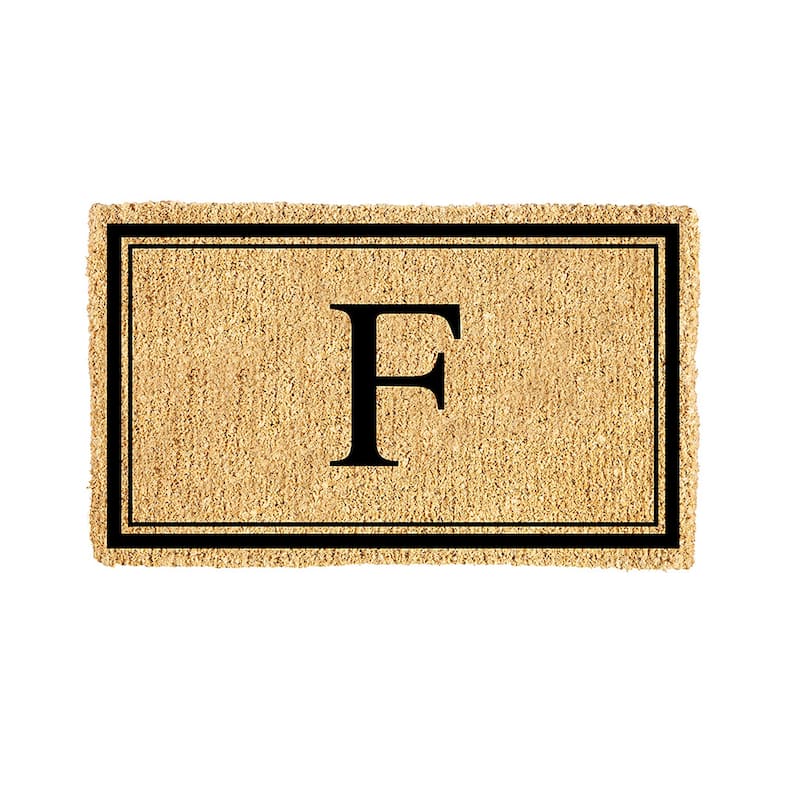 28 in. x 16 in. Monogram Coir Mat, Letter "F"