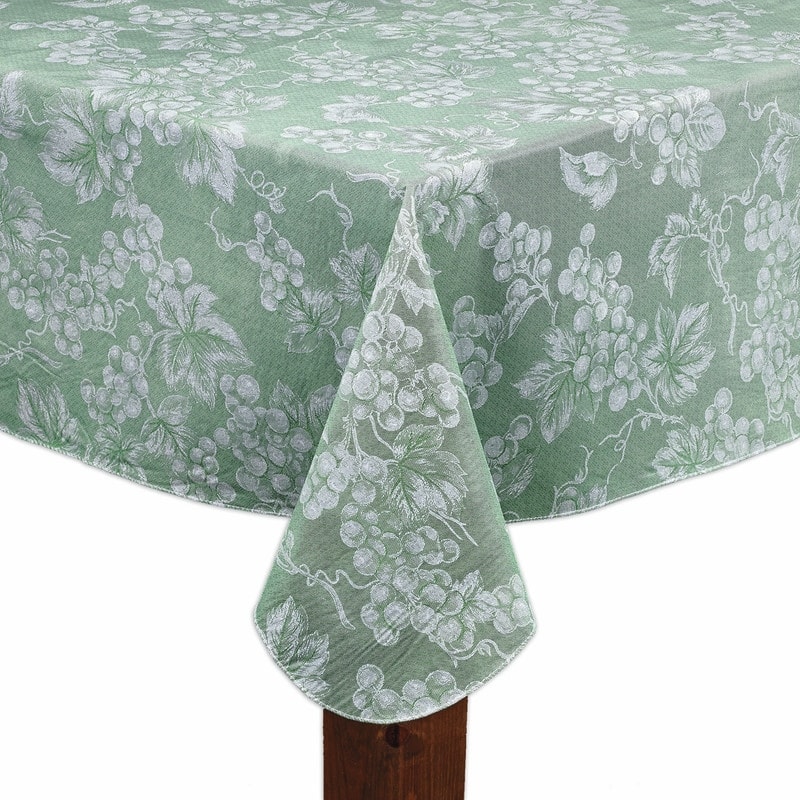 Grapevine Indoor/Outdoor Vinyl Tablecloth - 60"x84" Oval - Sage
