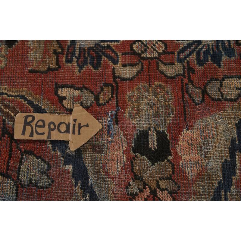 Pre-1900 Antique Floral Mahal Persian Area Rug Handmade Wool Carpet - 9'2"x 12'10"