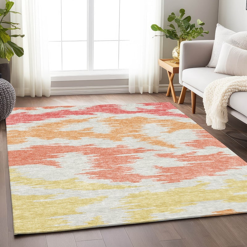 Premium Washable Super Soft Modern Chic Mayfield Rug - Coral - 5' x 7' 6" - Rectangle