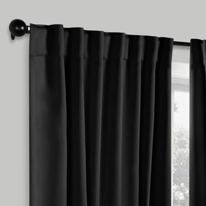 Superior Solid Machine Washable Room Darkening Blackout Curtains with Back Tabs, Set of 2