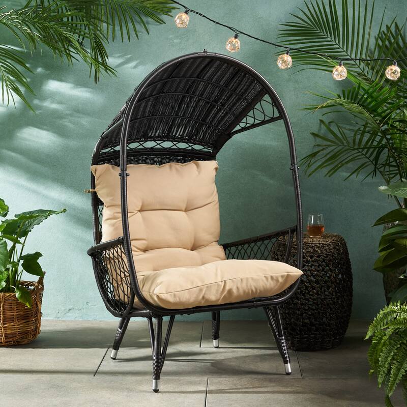Malia Outdoor Cushioned Wicker Basket Chair by Christopher Knight Home